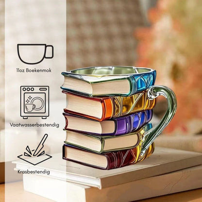 Glass Coffee Mug Book Spine Design