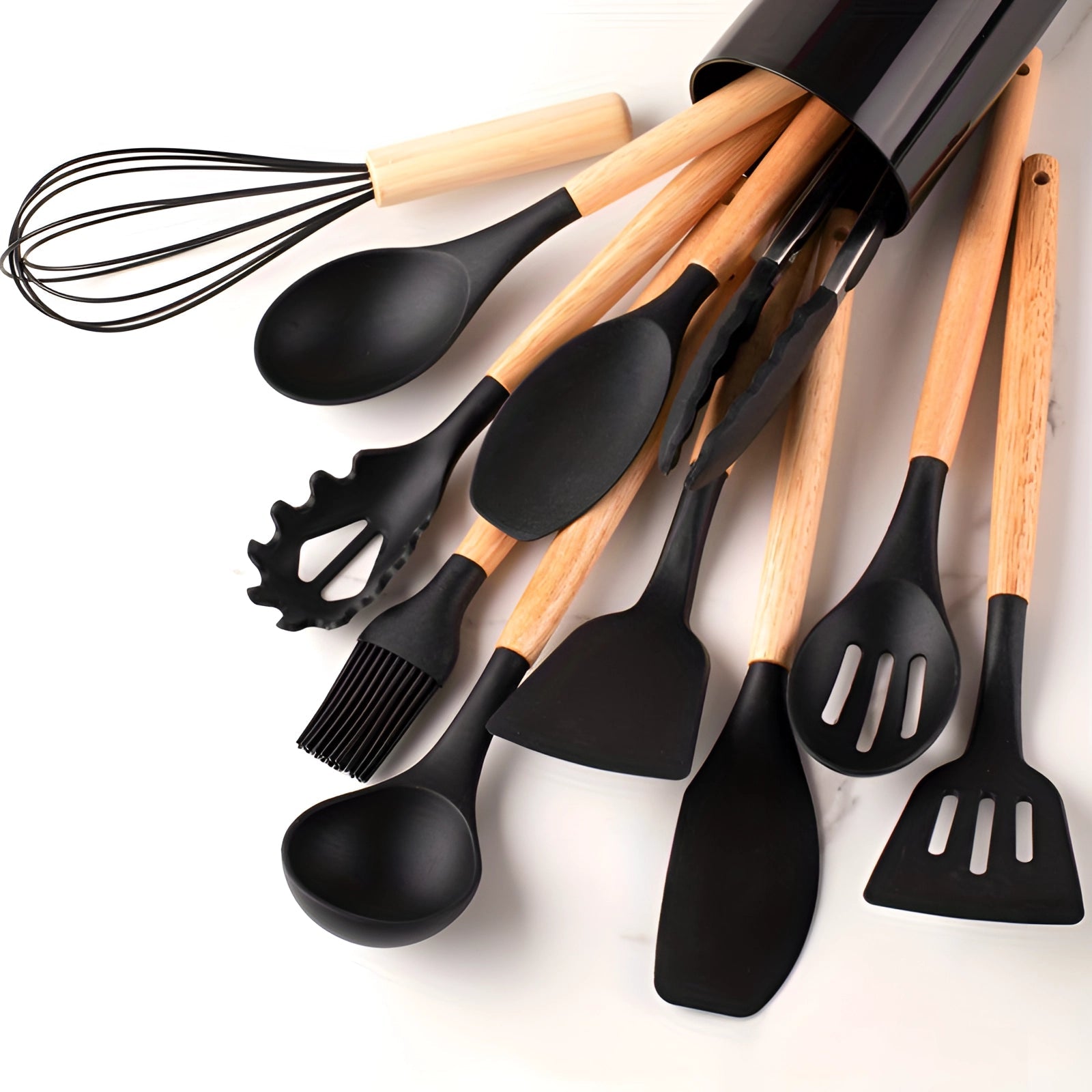 Kitchen Utensils Set Silicone Bamboo Cooking Tools