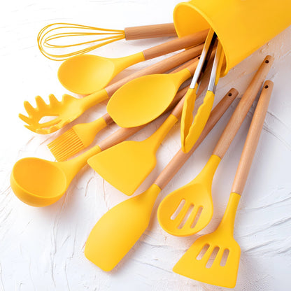 Kitchen Utensils Set Silicone Bamboo Cooking Tools