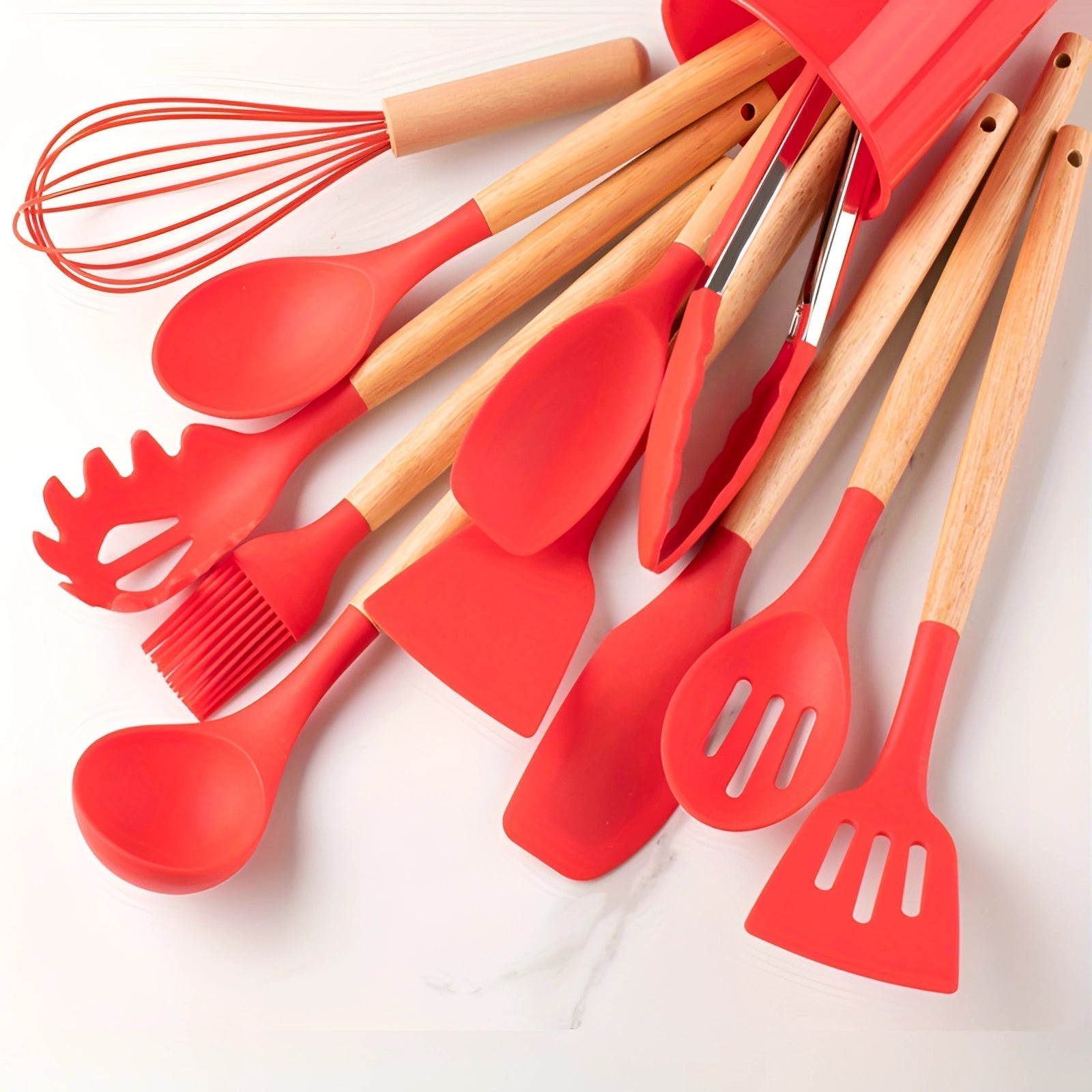 Kitchen Utensils Set Silicone Bamboo Cooking Tools