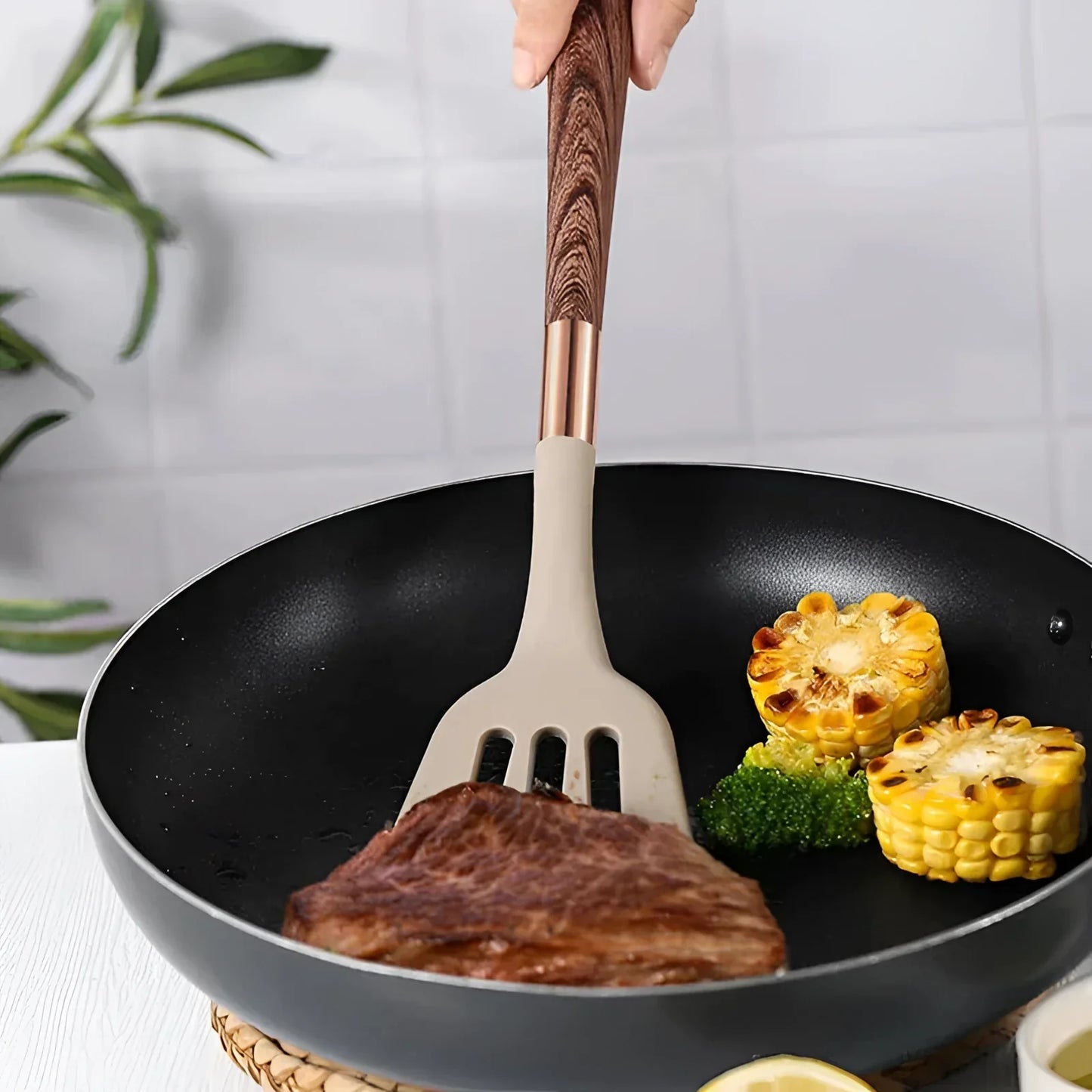Kitchen Utensils Set Silicone Wood Cooking Tools