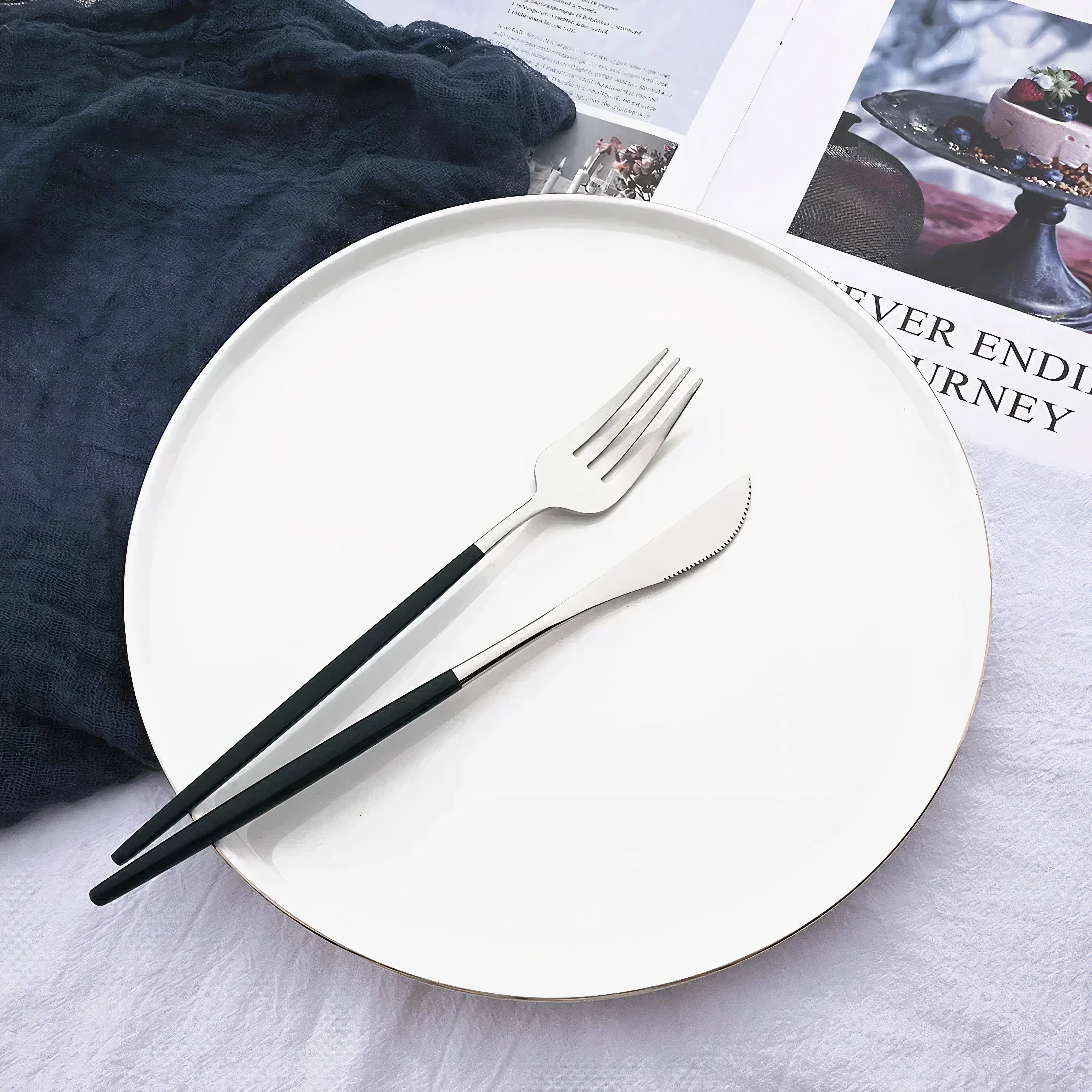 Cutlery Set Modern Gold Stainless Steel Design