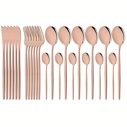 Cutlery Set Modern Gold Stainless Steel Design