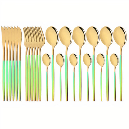 Cutlery Set Modern Gold Stainless Steel Design