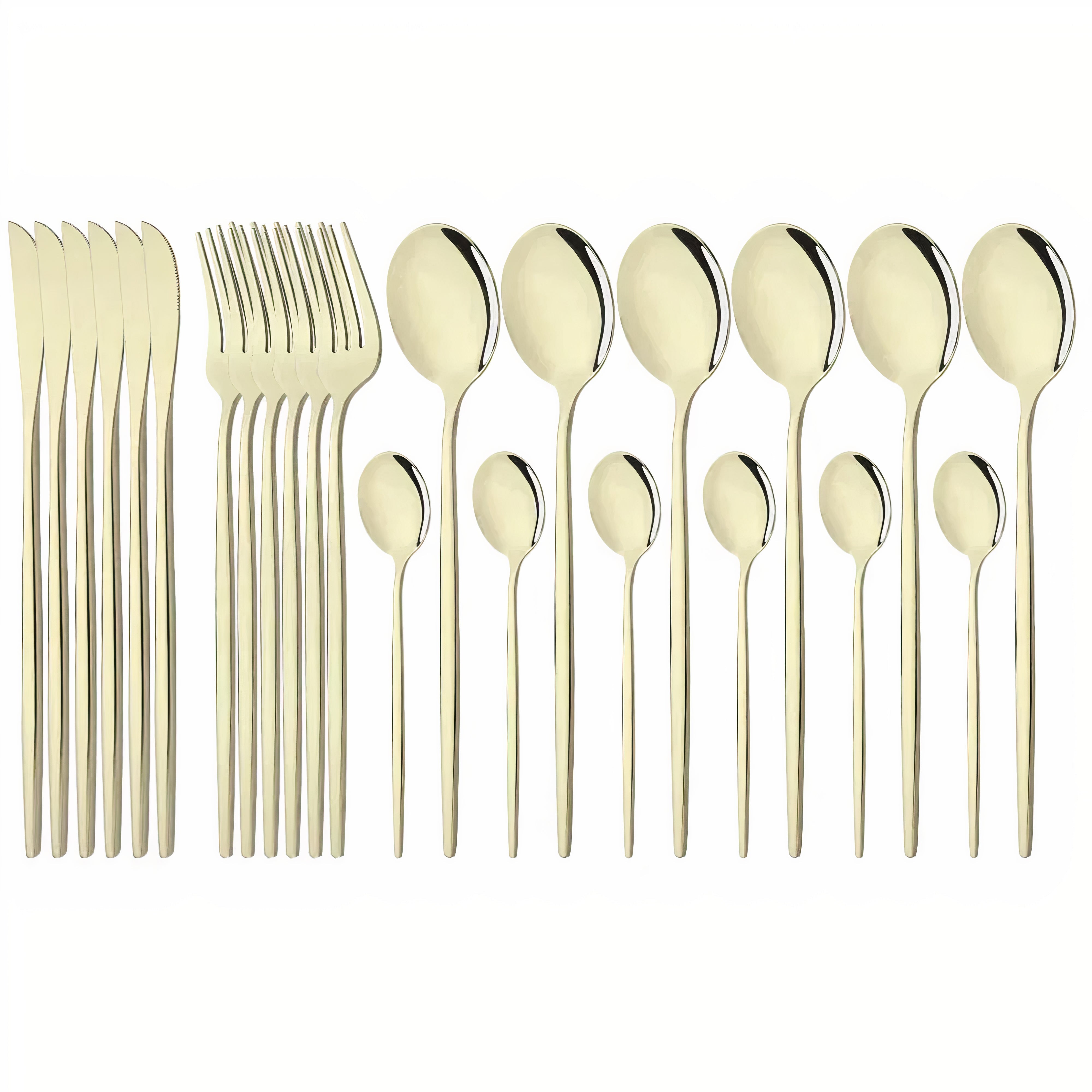 Cutlery Set Modern Gold Stainless Steel Design