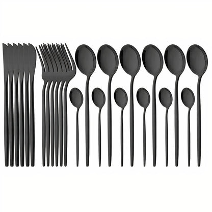 Cutlery Set Modern Gold Stainless Steel Design