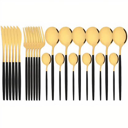 Cutlery Set Modern Gold Stainless Steel Design