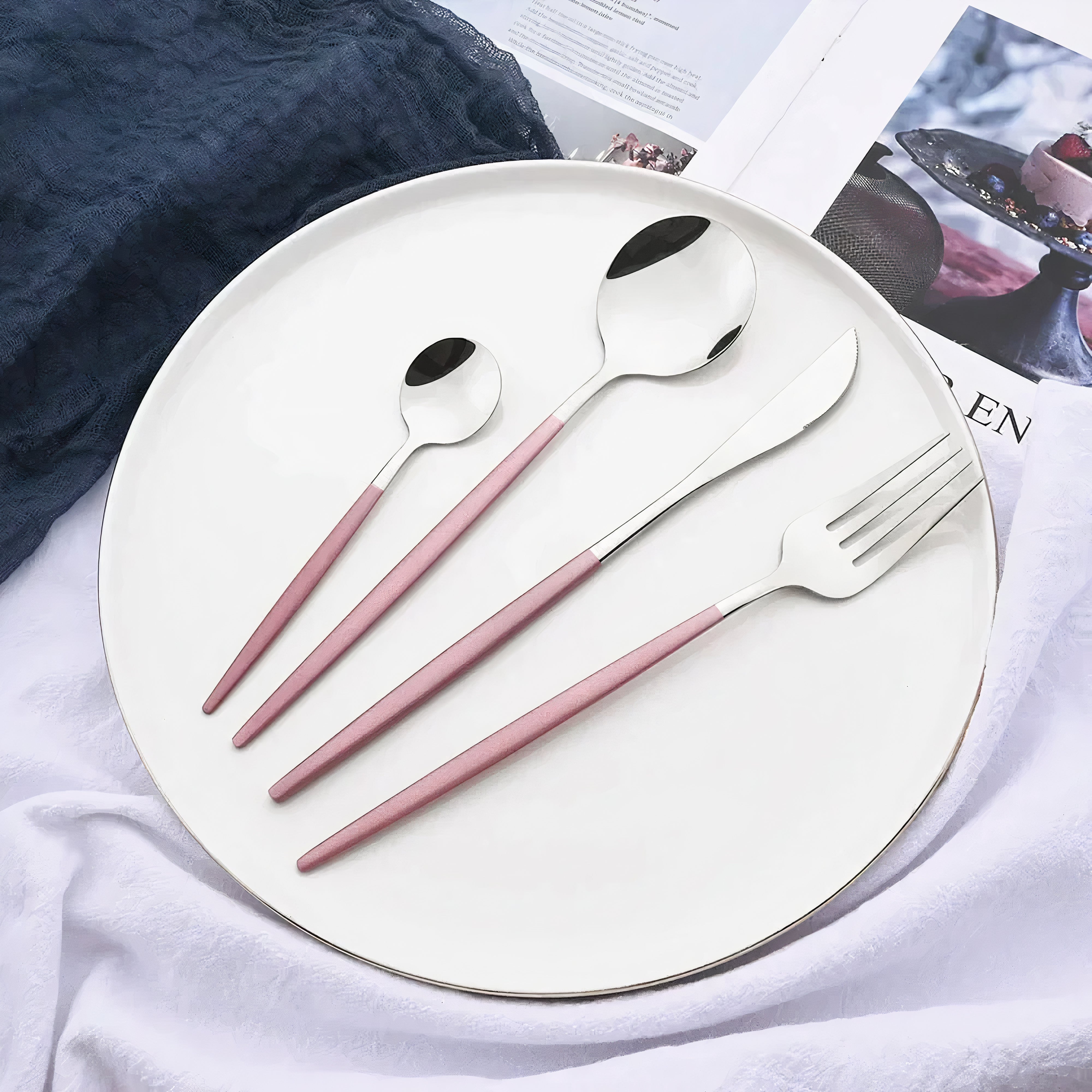 Cutlery Set Modern Gold Stainless Steel Design