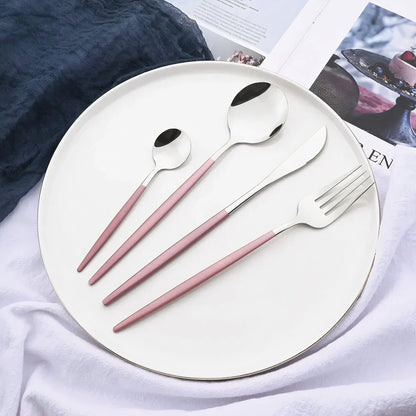 Cutlery Set Modern Gold Stainless Steel Design