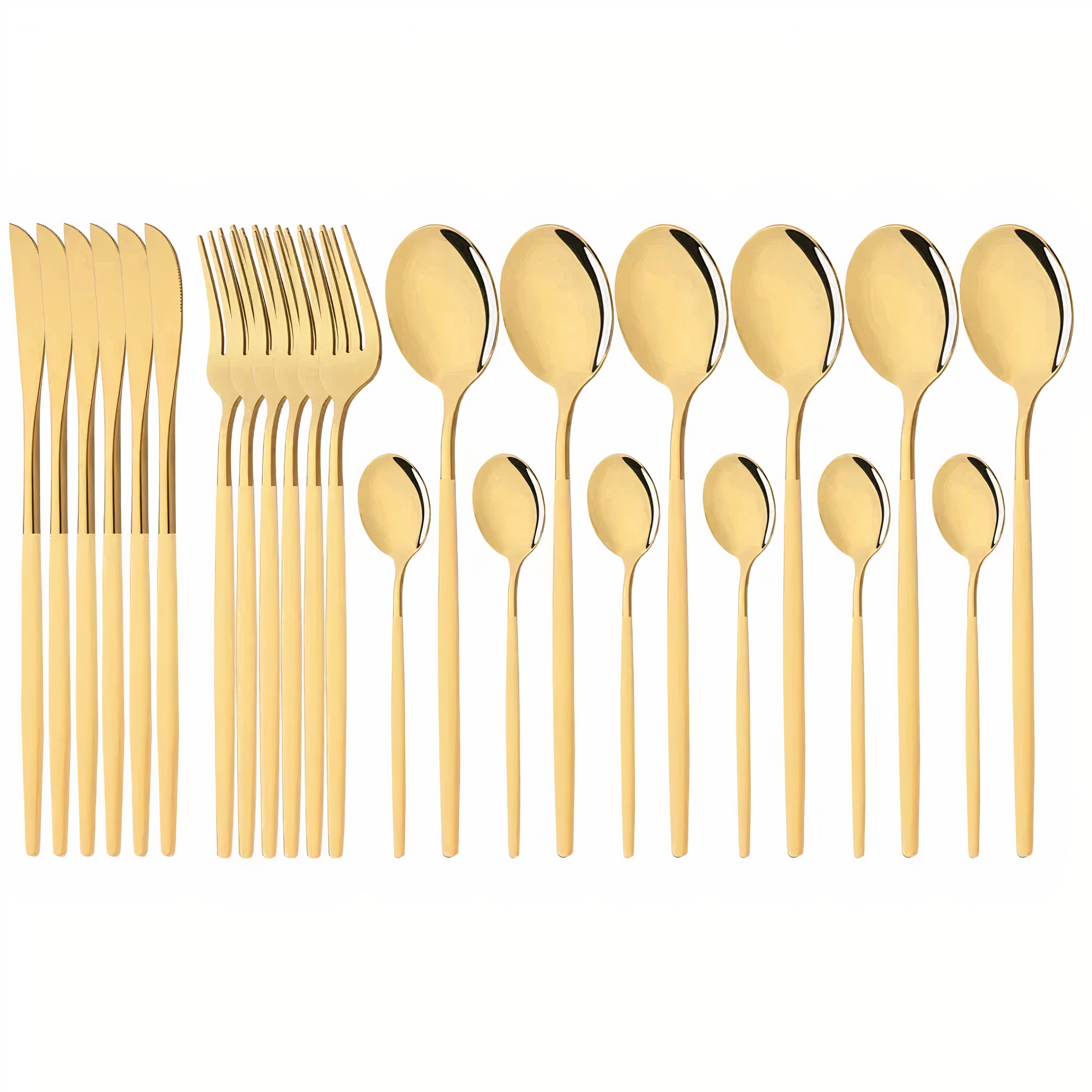Cutlery Set Modern Gold Stainless Steel Design