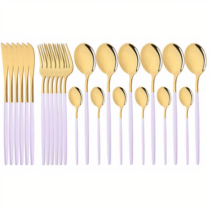 Cutlery Set Modern Gold Stainless Steel Design