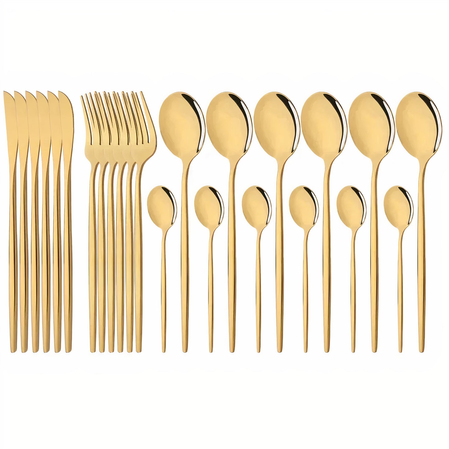 Cutlery Set Modern Gold Stainless Steel Design