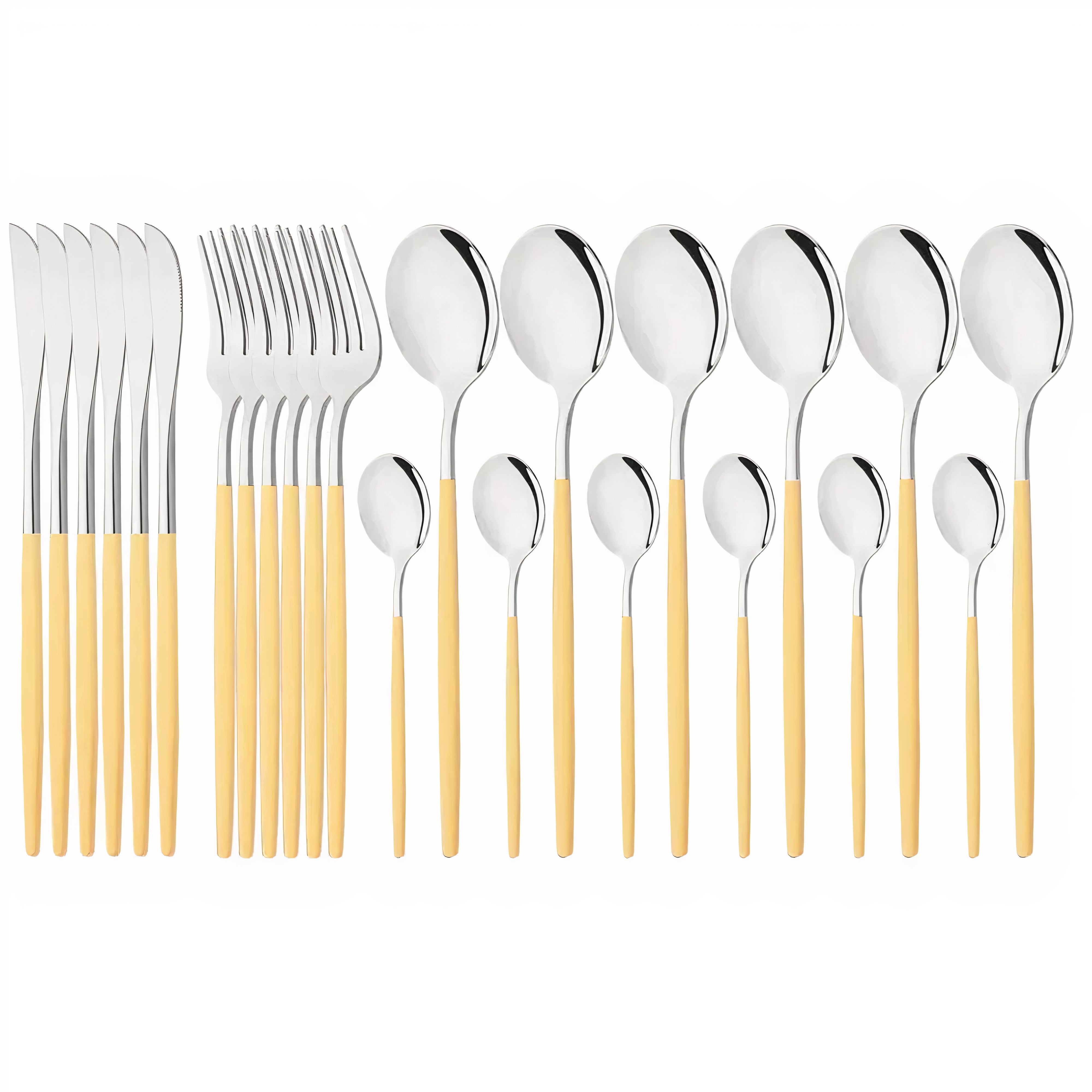 Cutlery Set Modern Gold Stainless Steel Design