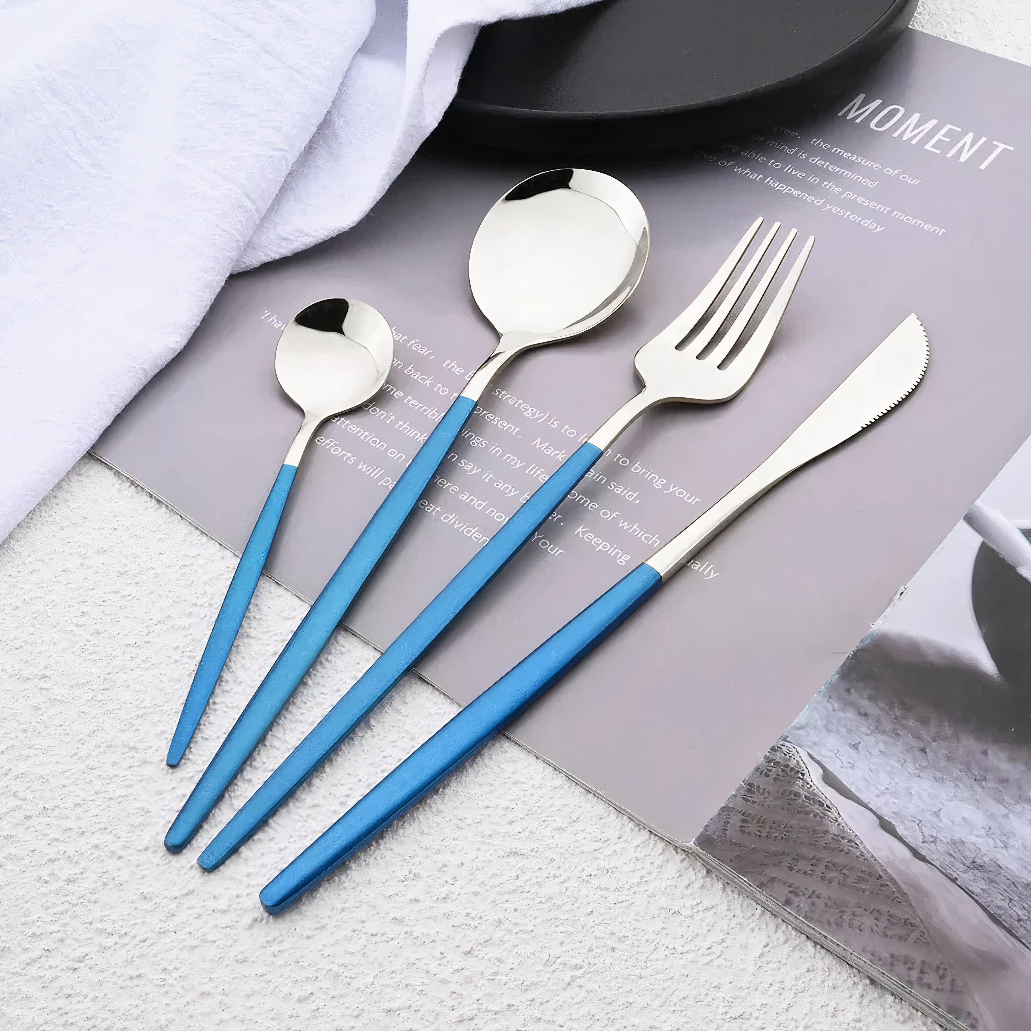 Cutlery Set Modern Gold Stainless Steel Design