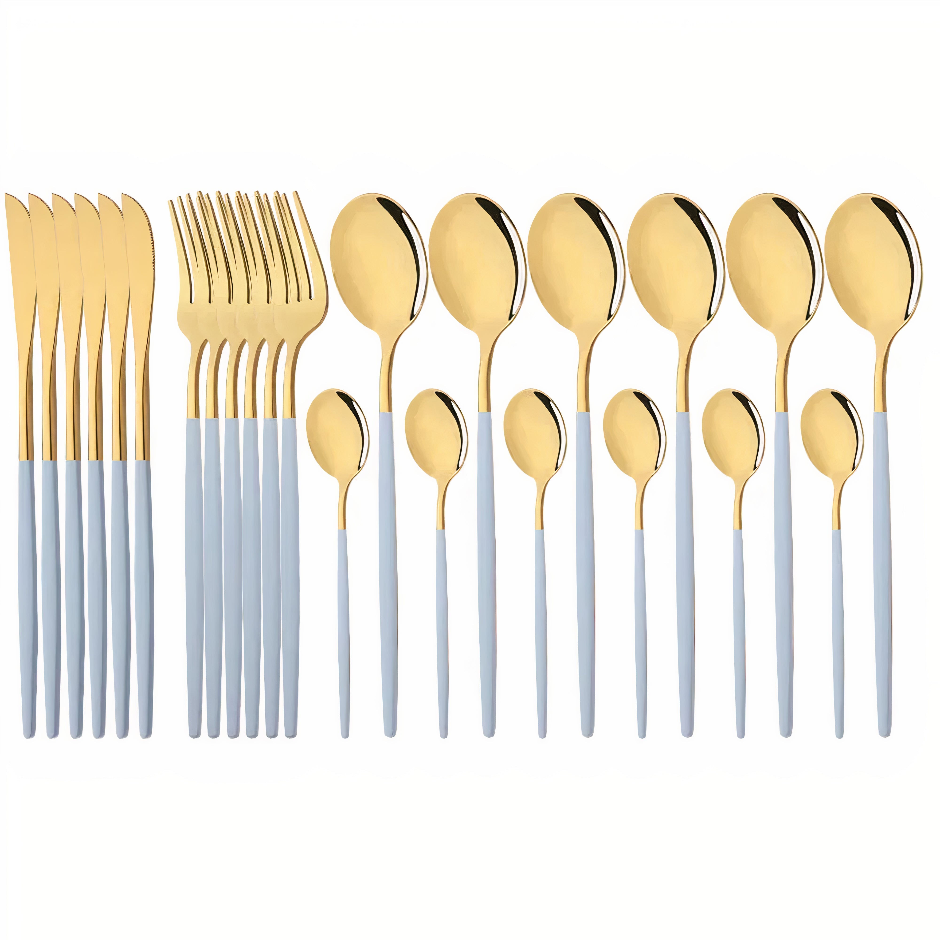 Cutlery Set Modern Gold Stainless Steel Design