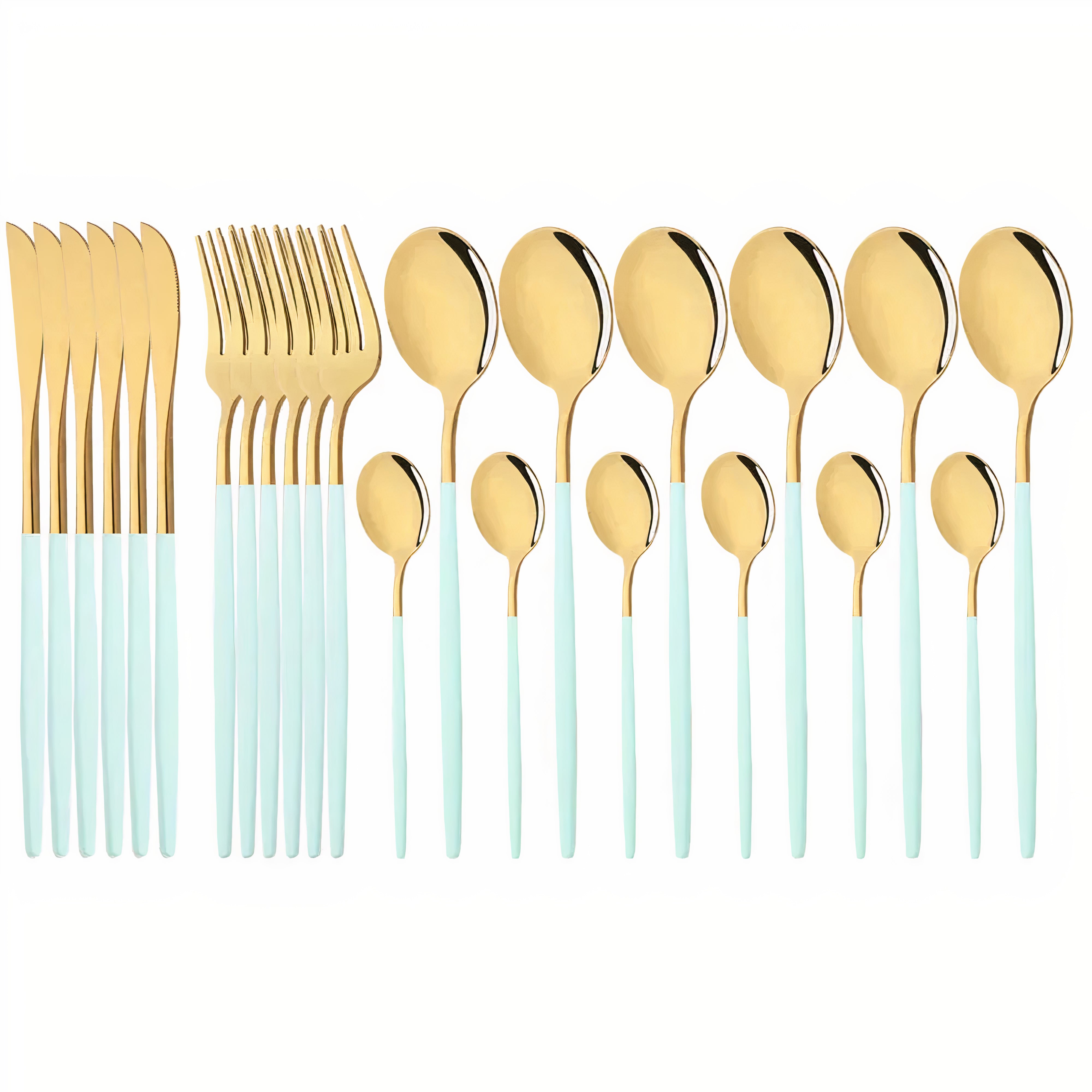 Cutlery Set Modern Gold Stainless Steel Design