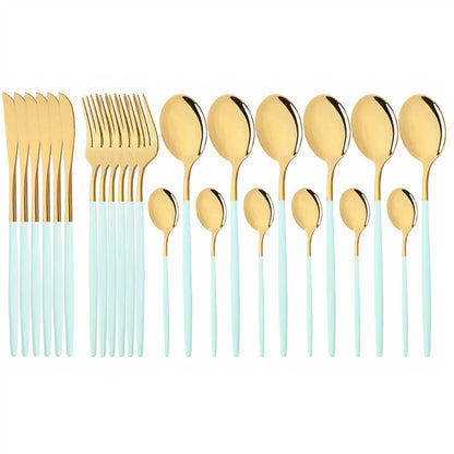 Cutlery Set Modern Gold Stainless Steel Design