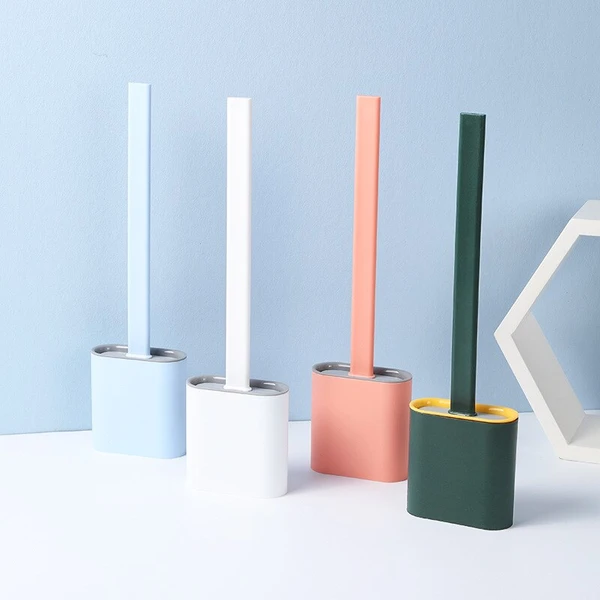 Toilet Brush Silicone Flexible Wall Mounted Set