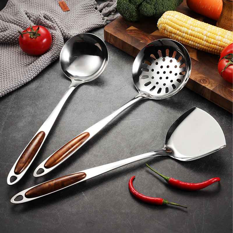 Kitchen Utensils Set Stainless Steel Wooden Handle