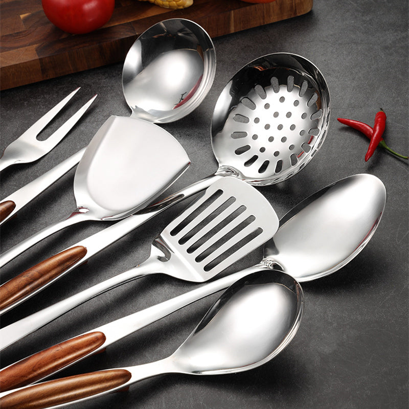 Kitchen Utensils Set Stainless Steel Wooden Handle